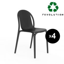 Lot de 4 chaises Brooklyn Revolution® en plastique recyclé, Vondom Noir Manta 4022