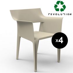 Lot de 4 chaises Pedrera Revolution® en plastique recyclé, Vondom beige Cala 4021