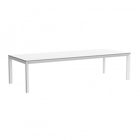 Grande table de jardin 12 à 14 personnes, Frame 300 blanc, plateau blanc bords noirs, Vondom, 300x120xH74 cm