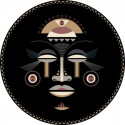 Tapis vinyle rond, masque africain femme, diamètre 145cm, collection Baba Souk, Pôdevache
