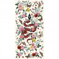 Tapis vinyle serpent fond blanc rectangulaire, 99 x 198 cm, collection Tattoo Compris, Pôdevache