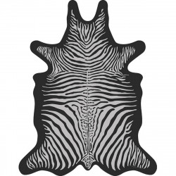 Tapis Zèbre XXL, vinyle forme peau de bête, Pôdevache, gris clair fond noir, 198x250cm
