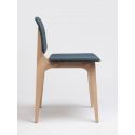 Chaise rétro Mikado, structure en bois et assise tissu Steelcut trio 3 bleu-gris, Ondarreta