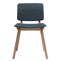 Chaise rétro Mikado, structure en bois et assise tissu Steelcut trio 3 bleu-gris, Ondarreta