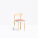 Lot de 2 chaises Folk 2940, frêne clair, détail blanc, tissu rose, Pedrali, H75xL45xl44.5