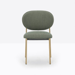 Lot de 2 chaises Blume 2950, structure laiton, tissu vert de gris, Pedrali, H81xL53