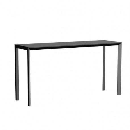 Table haute Frame Aluminium, Vondom, noir laqué, plateau HPL noir, 200x60x105 cm