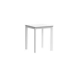Table carrée design aluminium, 2 personnes, Frame 70 blanc, plateau blanc bords noirs, Vondom, 70x70xH74 cm