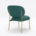 Petit fauteuil design confortable, Blume 2951, Pedrali, tissu velours Kvadrat, bleu, structure laiton, 63x63xH76,5 cm