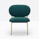 Petit fauteuil design confortable, Blume 2951, Pedrali, tissu Relate Kvadrat, vert foncé, structure laiton, 63x63xH76,5 cm