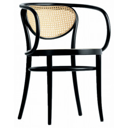 Fauteuil 210 R Thonet, dit "Le Corbusier", dossier et assise cannée, noir