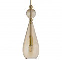 Suspension pendentif verre soufflé Smykke Doré fumé, diamètre 12,5 cm, Ebb & Flow, accessoires et câble dorés