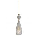 Suspension pendentif verre soufflé Smykke Crystal, diamètre 12,5 cm, Ebb & Flow, accessoires et câble dorés