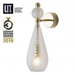 Lampe applique pendentif Smykke Crystal, diamètre 12,5 cm, Ebb & Flow, accessoires dorés
