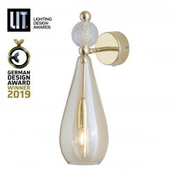 Lampe applique pendentif Smykke Doré fumé avec boule crystal, diamètre 12,5 cm, Ebb & Flow, accessoires dorés