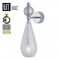 Lampe applique pendentif Smykke Crystal avec boule gris fumé, diamètre 12,5 cm, Ebb & Flow, accessoires argenté