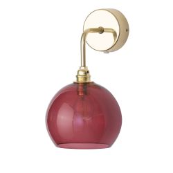 Applique verre soufflé Rowan Rouge rubis, diamètre 15,5 cm, Ebb & Flow, rosace et bras doré