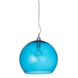 Suspension Rowan Bleu piscine, diamètre 39 cm, Ebb & Flow, douille et câble argenté torsadé