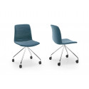 Pack télétravail petit bureau pieds chrome plateau blanc et chaise pivotante pieds chrome assise bleu Link 62 Pro, Fornasarig