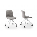 Pack télétravail petit bureau pieds chrome plateau blanc et chaise pivotante pieds chrome assise grise Link 62 Pro, Fornasarig