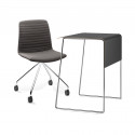 Pack télétravail petit bureau pieds chrome plateau noir et chaise pivotante pieds chrome assise grise Link 62 Pro, Fornasarig